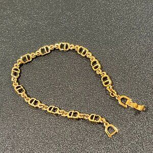 Christian Dior Gold Tone Bracelet Bangle Logo Vintage (JB1432)